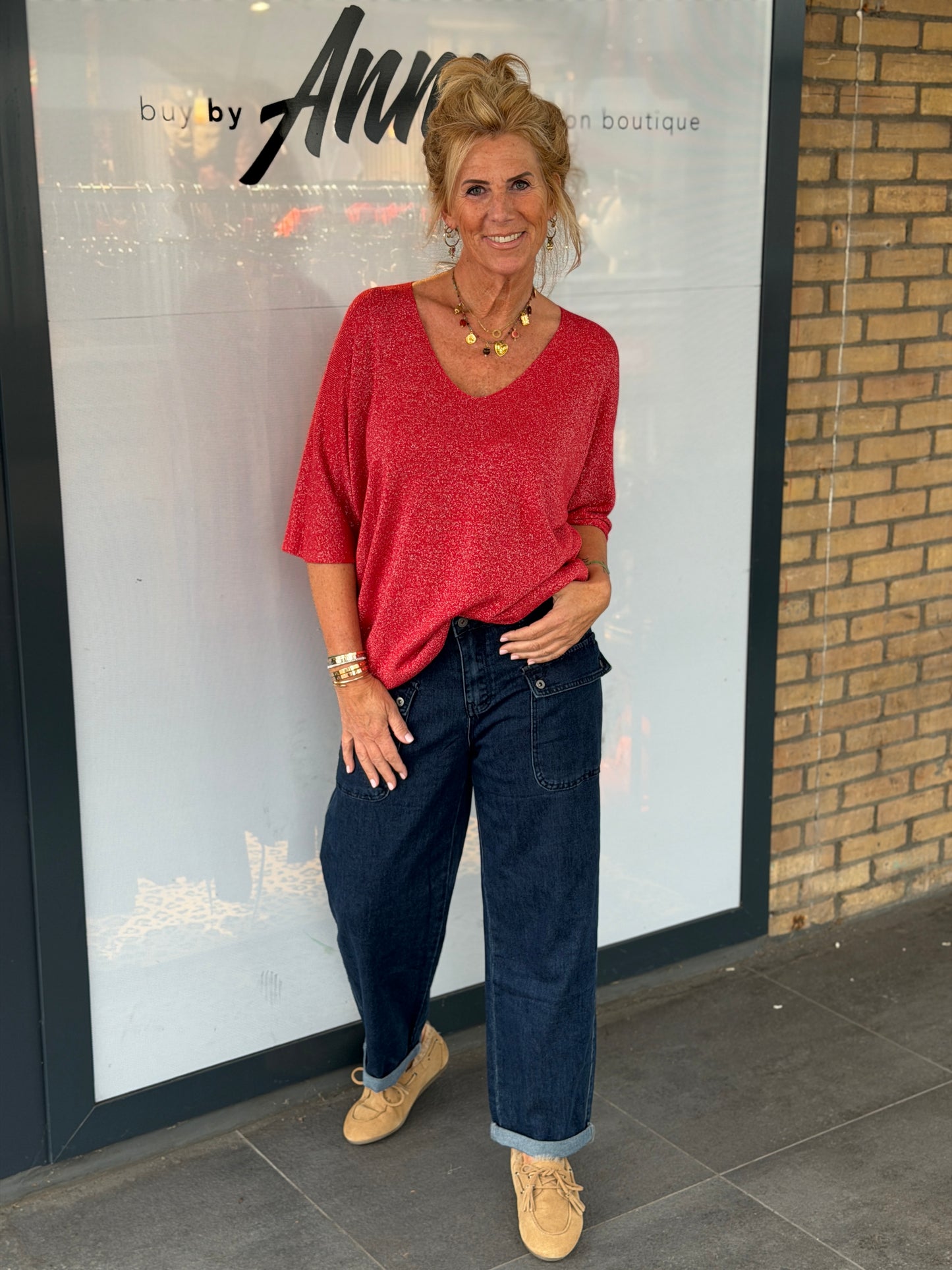 Top 'Vanessa' v-hals lurex