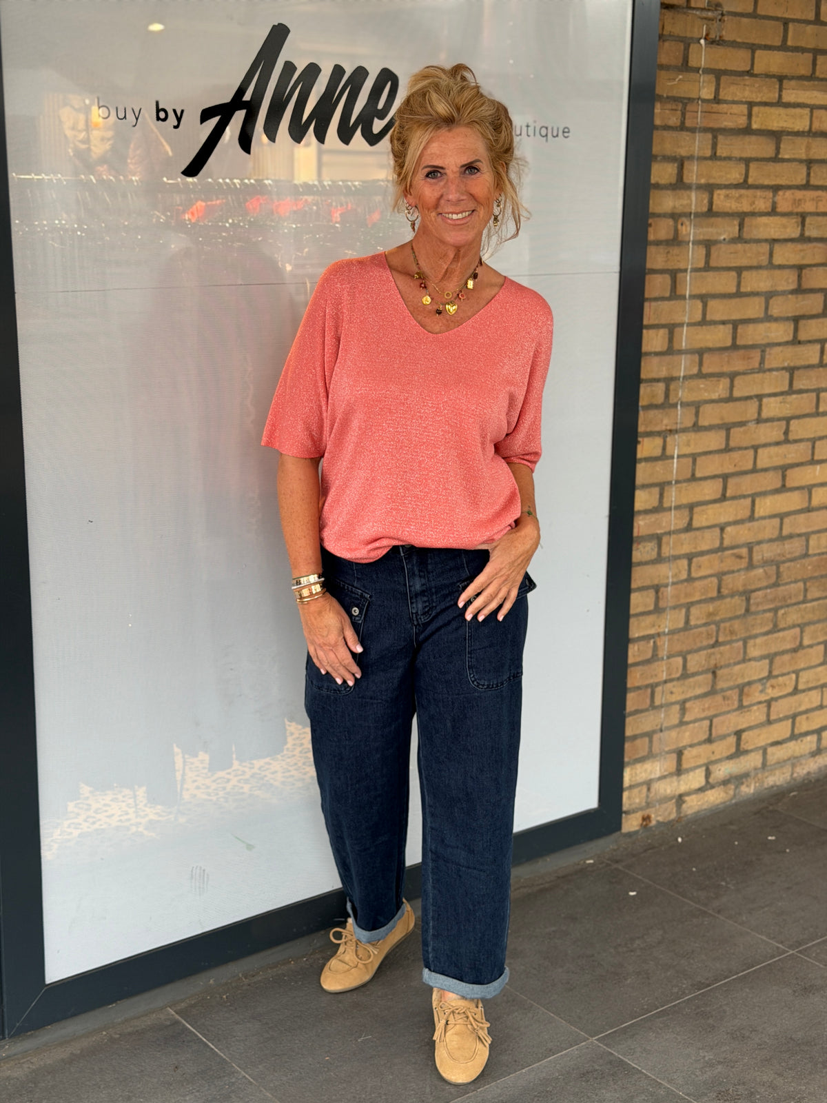 Top 'Vanessa' v-hals lurex