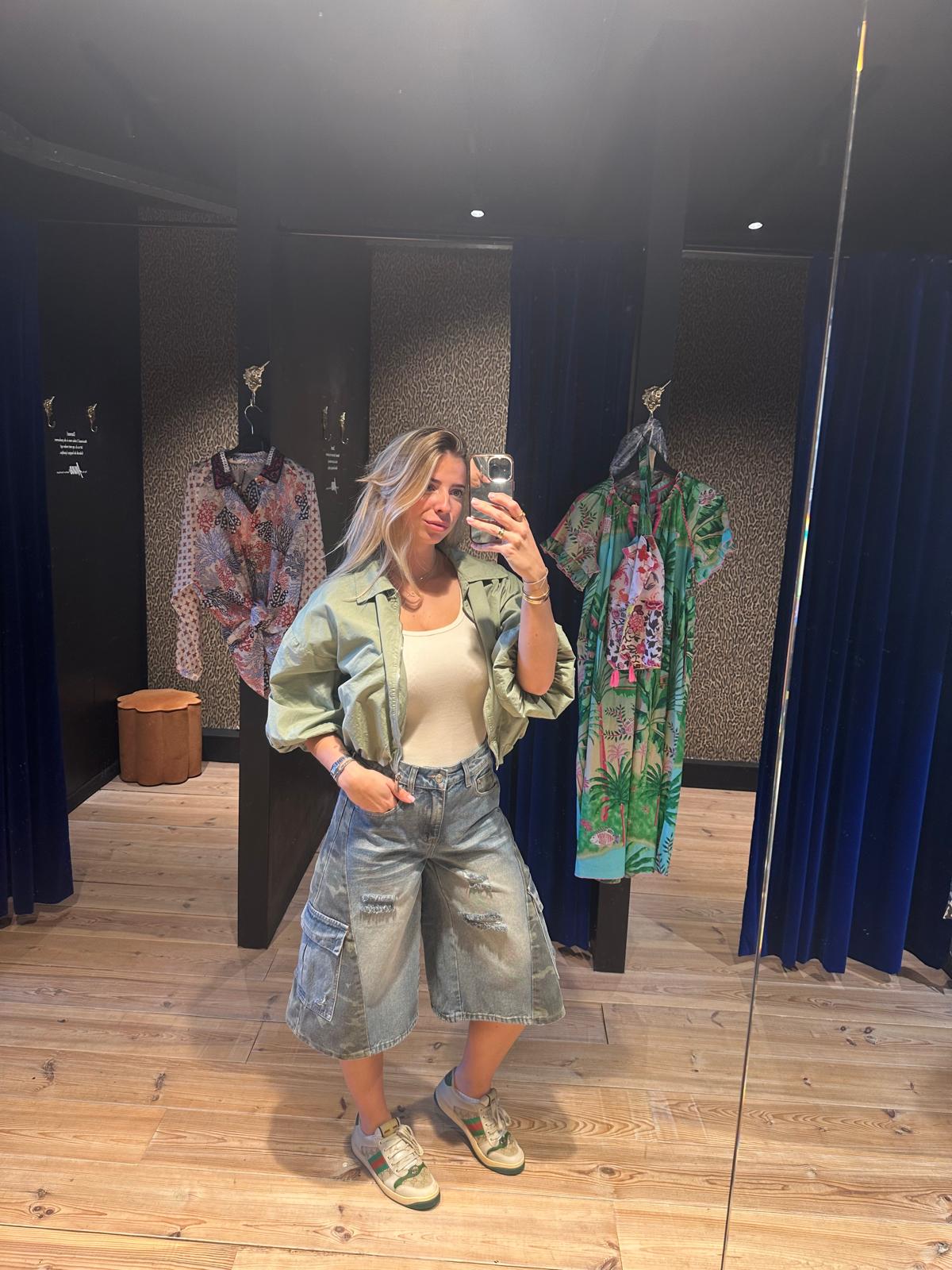 Jeans camouflage bermuda