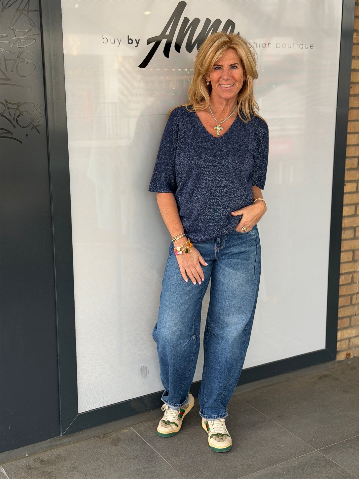 Top 'Vanessa' v-hals lurex
