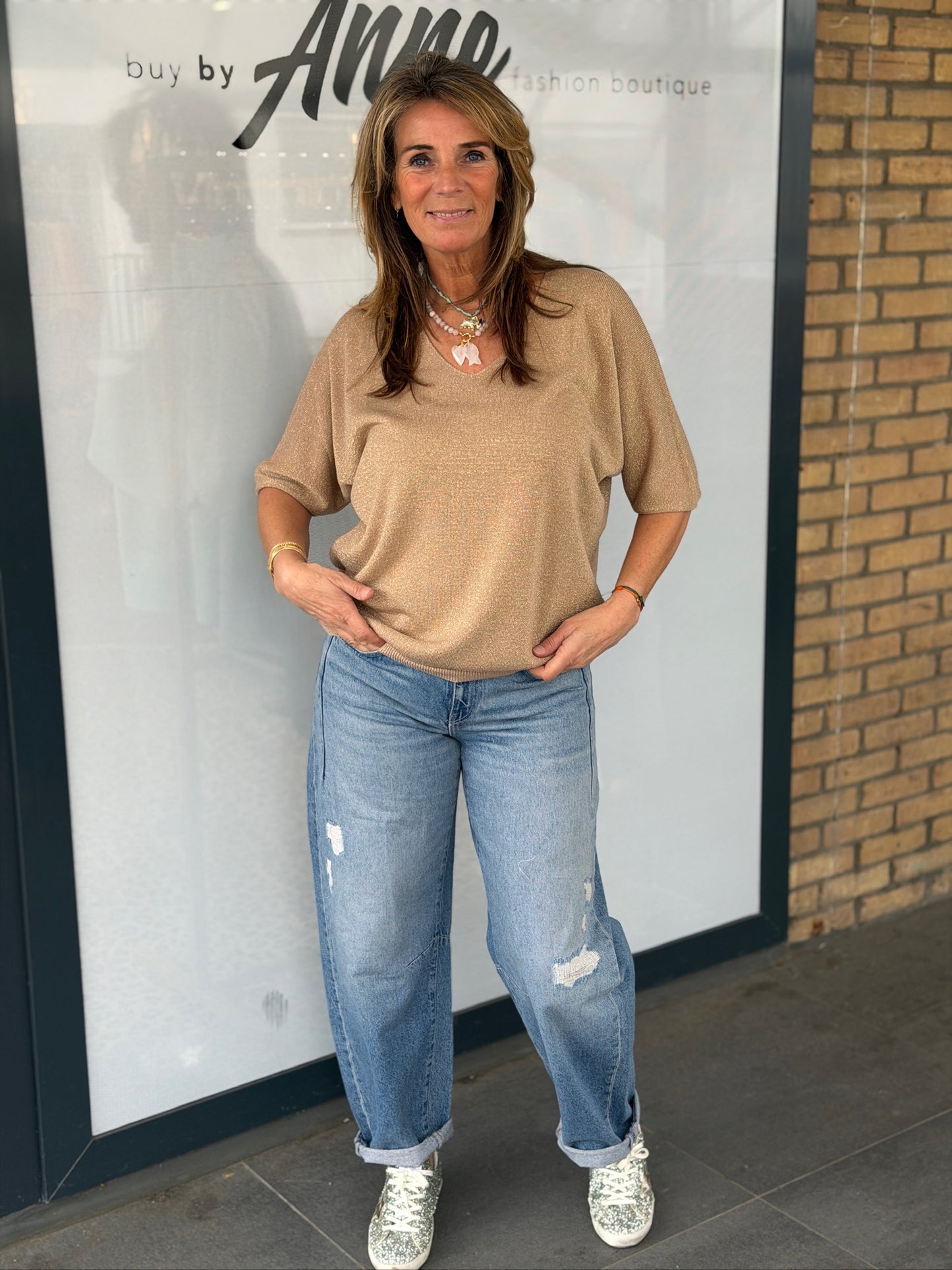Top 'Vanessa' v-hals lurex