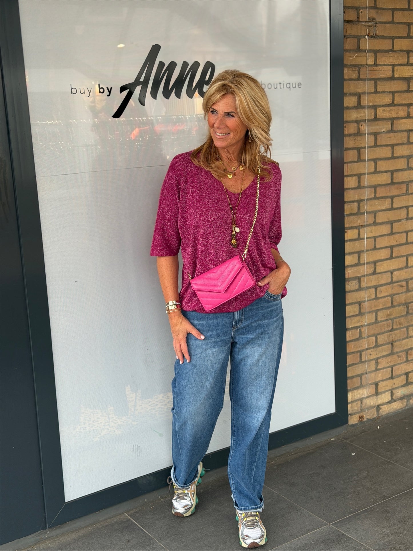 Top 'Vanessa' v-hals lurex