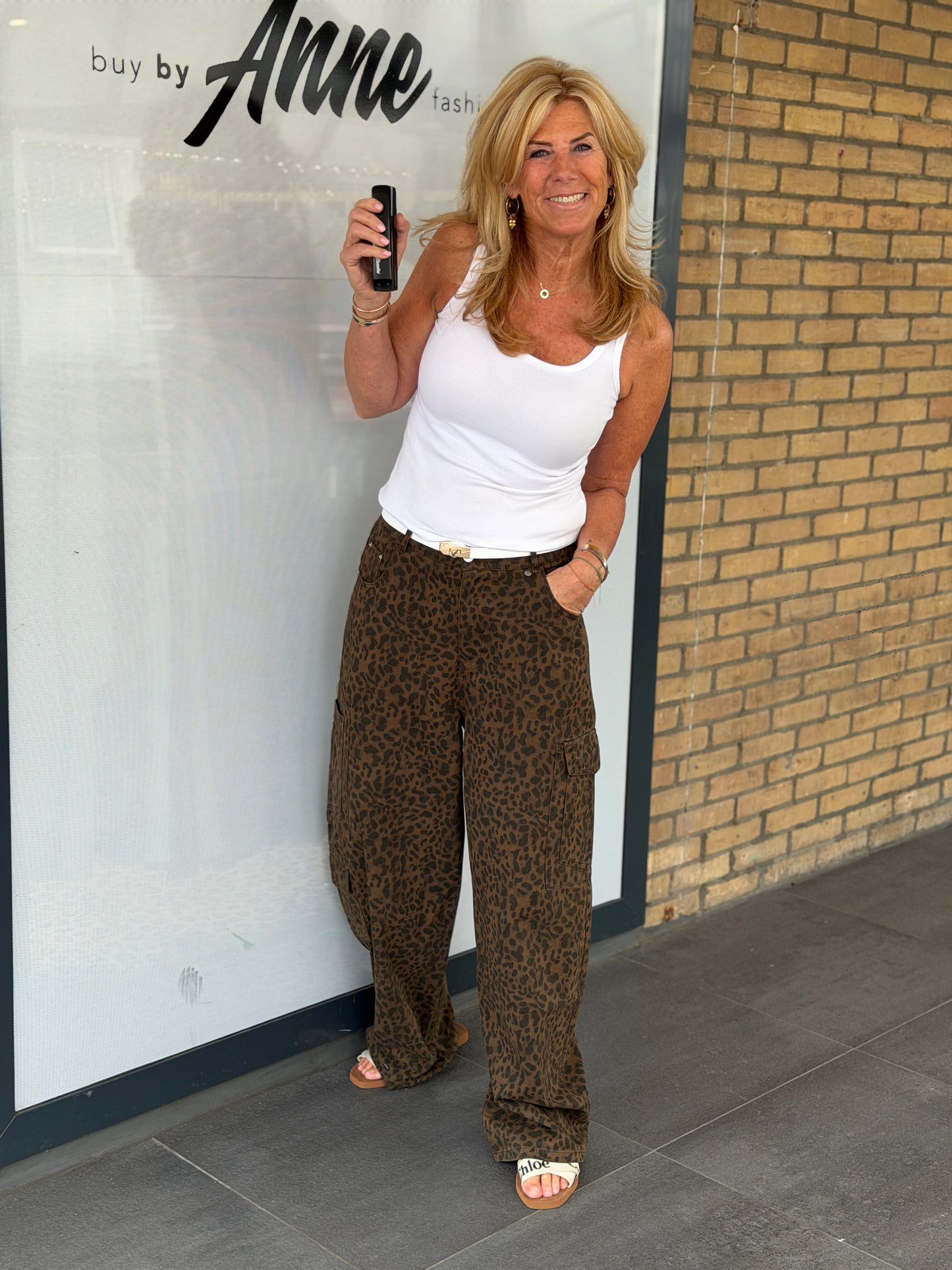 Broek Ambika ‘Caby’ coffee leopard