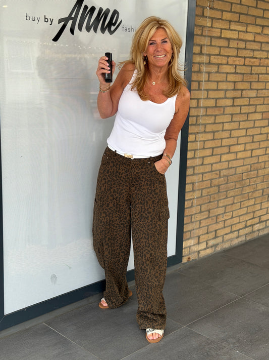 Broek Ambika ‘Caby’ coffee leopard