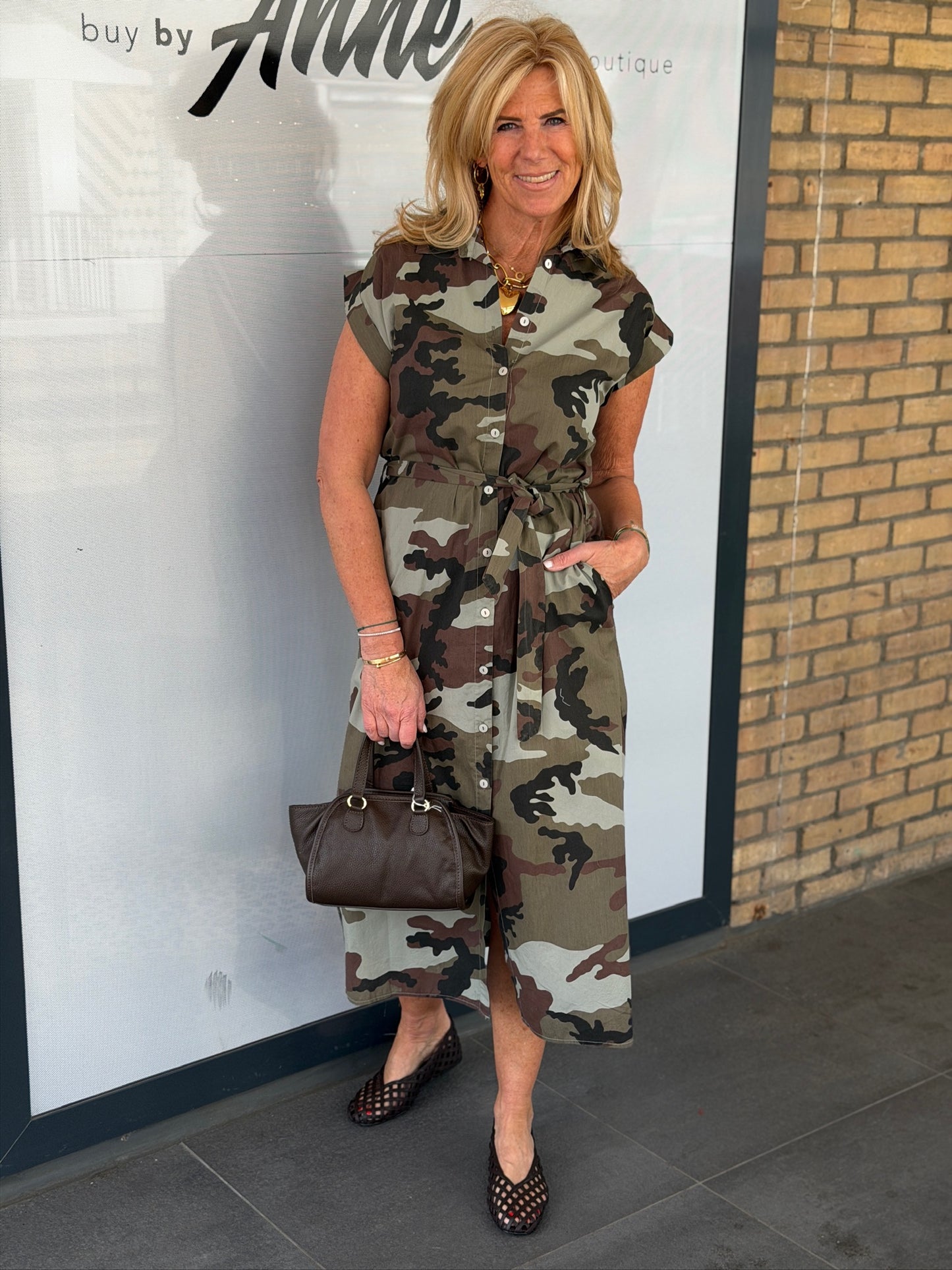 Jurk camouflage ‘Tineke’