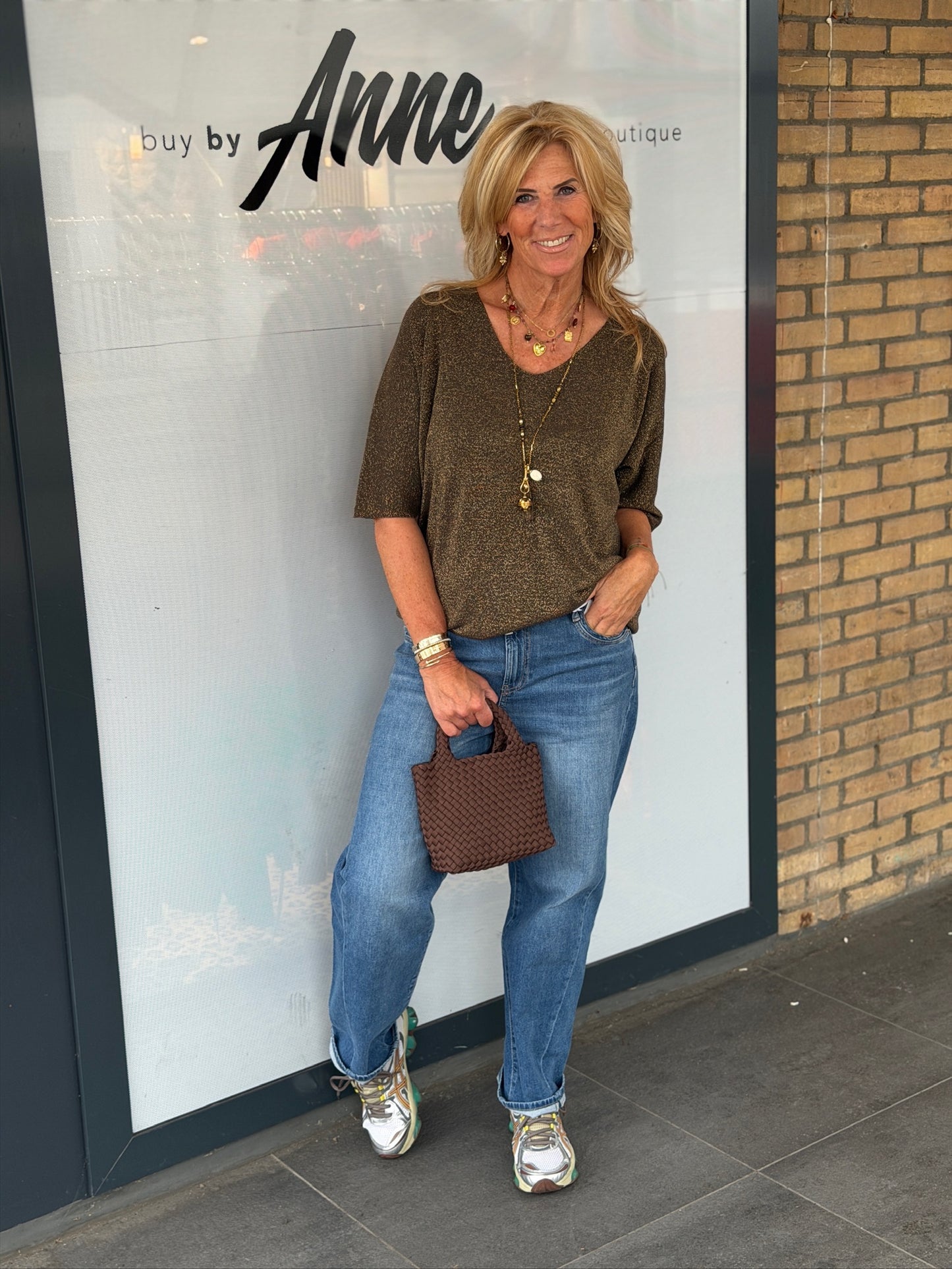 Top 'Vanessa' v-hals lurex