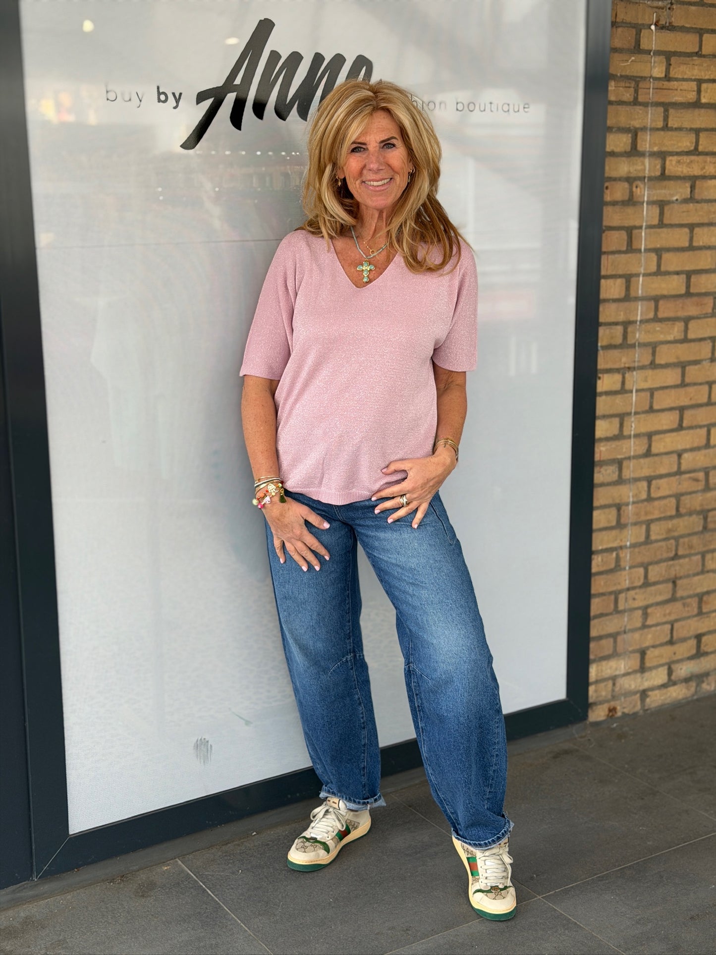 Top 'Vanessa' v-hals lurex