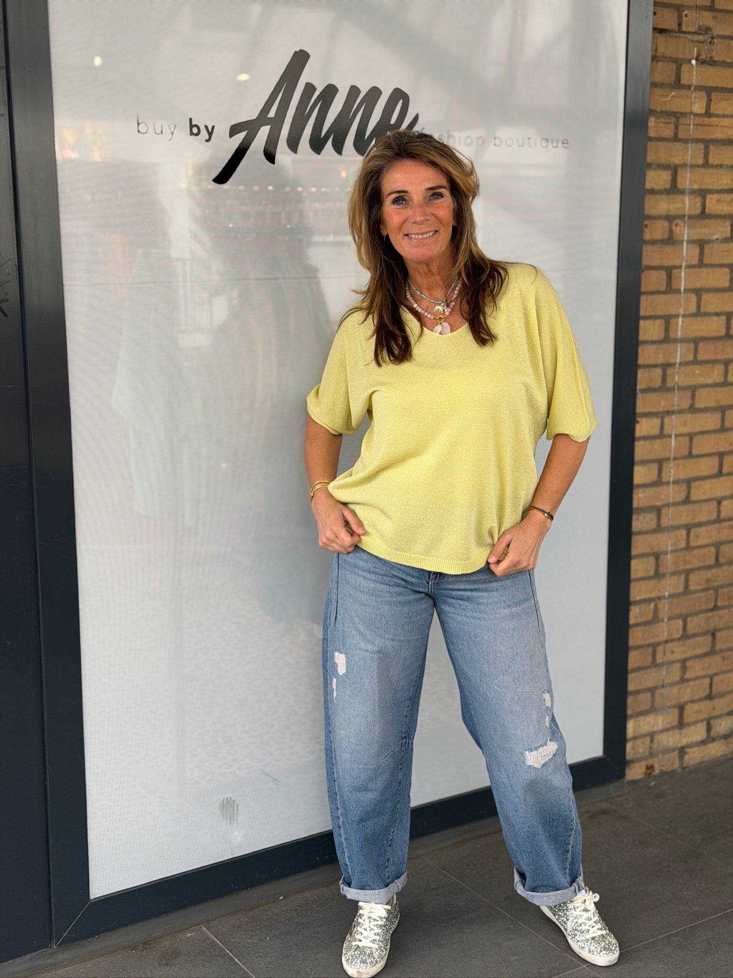 Top 'Vanessa' v-hals lurex