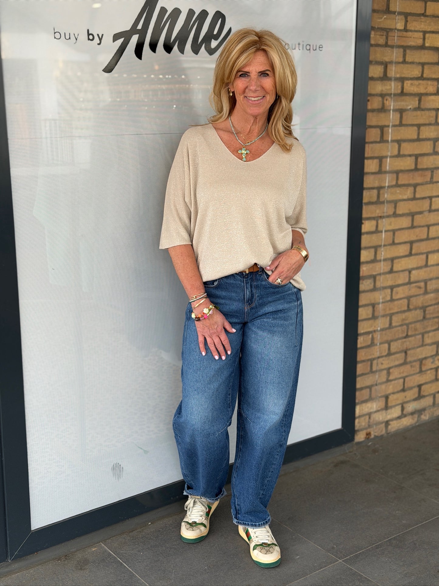 Top 'Vanessa' v-hals lurex